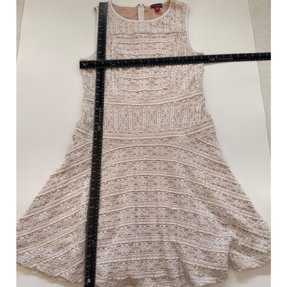 Vince Camuto Fit & Flare Dress Womens Medium Ivory Lace Sleeveless Knee Length - Picture 8 of 15
